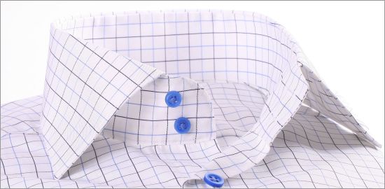 Chemise blanche à carreaux bleus 