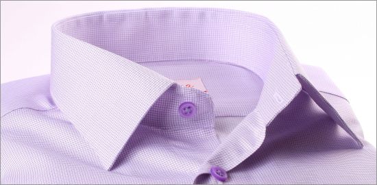 Chemise à petits carreaux mauves et blancs