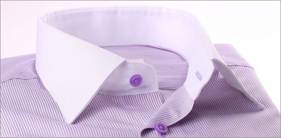 Lilac with purple stripes shirt, white collar and cuffs