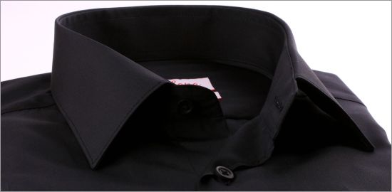 Schwarz Popeline slim fit Französisch Manschette Shirt