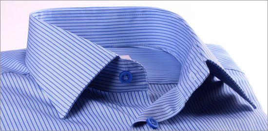 Chemise à rayures bleu clair et bleu moyen