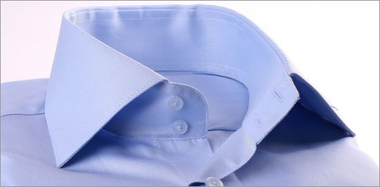 Chemise bleu clair tissu twill à poignets mousquetaires