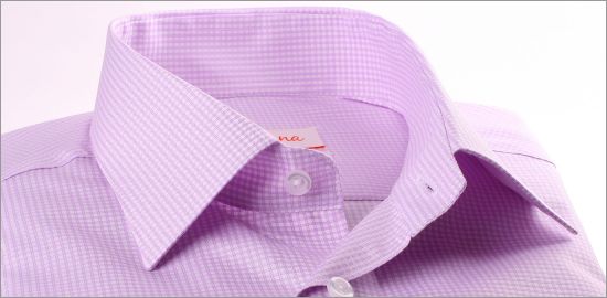 White and lilac checkered french cuff shirt 