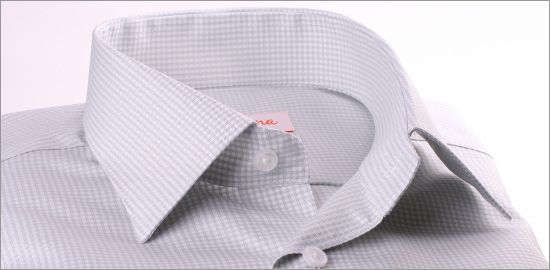 Vichy camisa a cuadros y puños gris y blanco