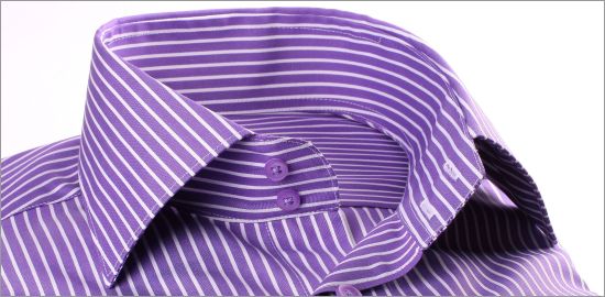 Purple shirt with white stripes
