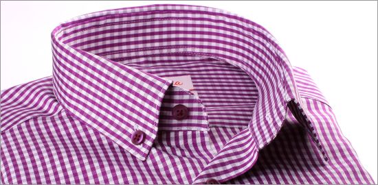 Camisa a cuadros blanco y morado