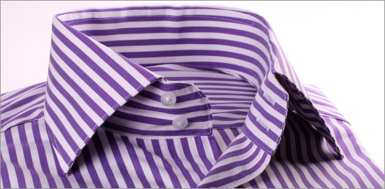 Chemise tissu stretch à rayures blanches et violettes