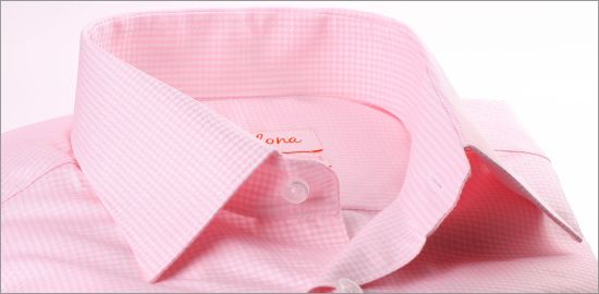 Rosa och vit gingham rutig skjorta