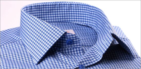 White, light blue and dark blue checkered shirt