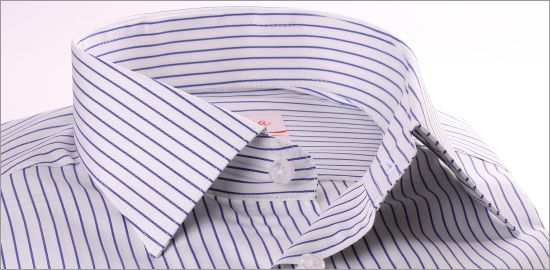 White shirt with blue stripes