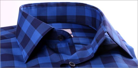 Blue and navy blue checkered shirt