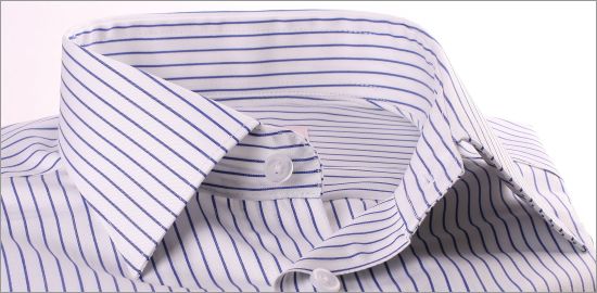 White french cuff shirt with dark blue stripes