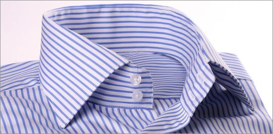 Camisa de puño francés de rayas azul y blanco