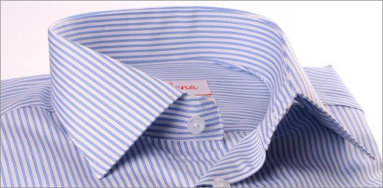 White french cuff shirt with blue stripes