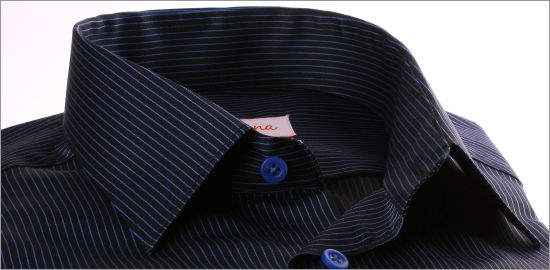 Black shirt with blue stripes