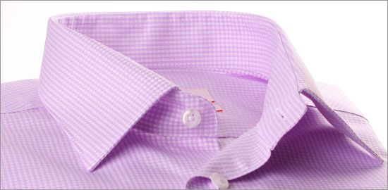 Chemise à carreaux Vichy mauves et blancs