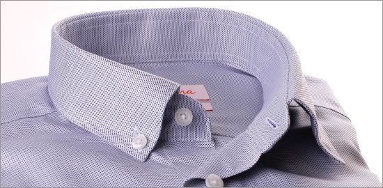 Dunkelblau und weiß Natté Stoff Hemd mit Button-down-Kragen