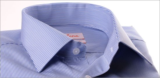 White and medium blue stripes shirt