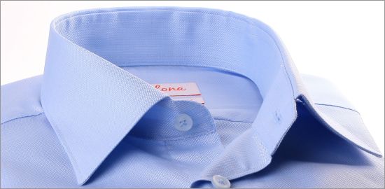 Azul claro oxford camisa de puño francés