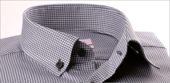 White and grey houndstooth button-down collar shirt