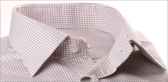 White and brown checkered french cuff shirt