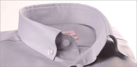 Grau Pinpoint Hemd mit Button-Down Kragen