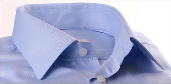 Small herringbone light blue shirt