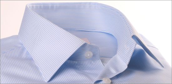Thin striped light blue twill shirt