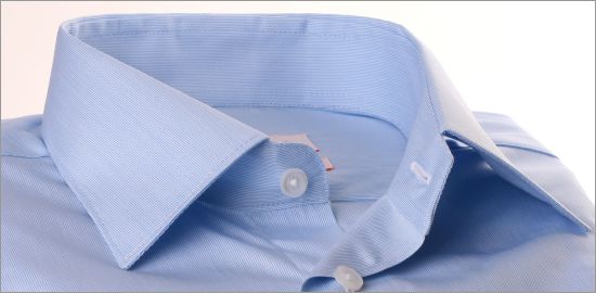 Wit en blauw stretch popelin shirt