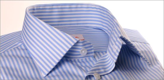 Shirt with white and blue stripes