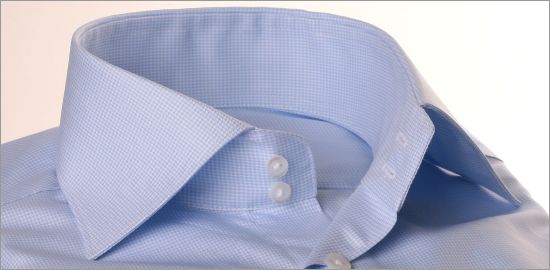 Chemise à carreaux pied-de-poule bleu ciel
