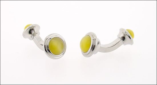 Bouton de manchette barre avec pierres jaunes