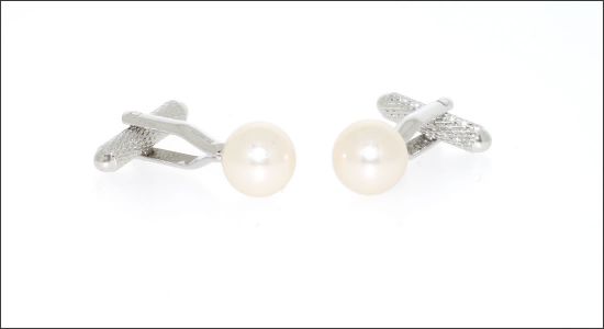 Boutons de manchette simili perle de culture