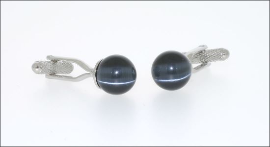 Boutons de manchette perle de verre noire