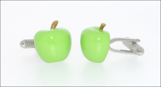 Boutons de manchette en forme de pomme verte
