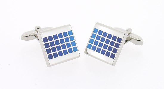 Boutons de manchette rectangle avec dégradé de bleus