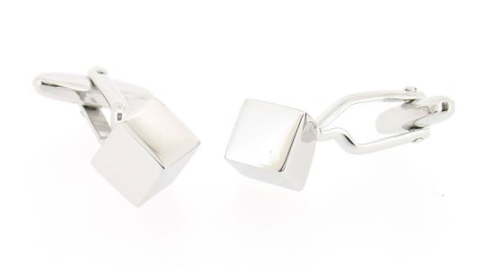 Boutons de manchette cube argenté