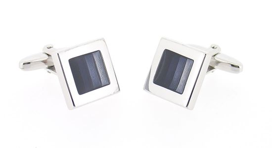 Boutons de manchette carré avec dégradé de gris en relief