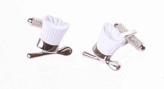 Boutons de manchette toque de chef blanche