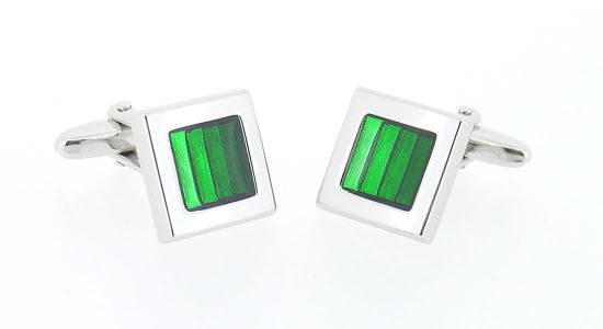 Green enameled cufflinks