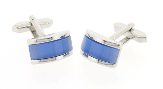 Boutons de manchette demi cylindre bleu