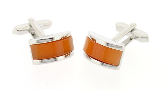 Boutons de manchette demi cylindre orange