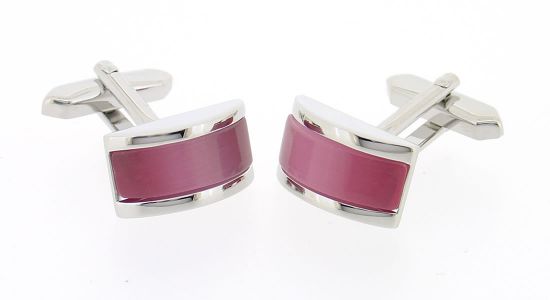 Boutons de manchette semi cylindre rose