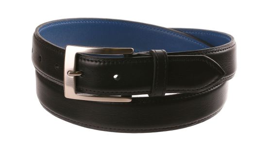 Cinturón de cuero negro y azul