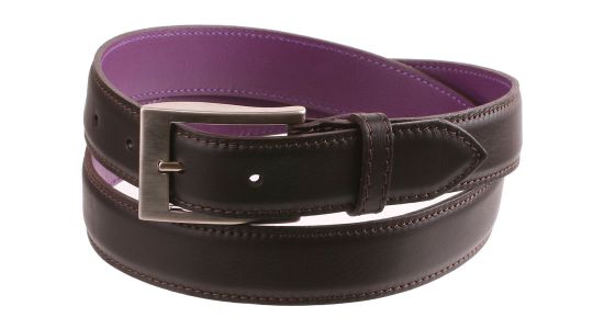Brown and purple leather belt