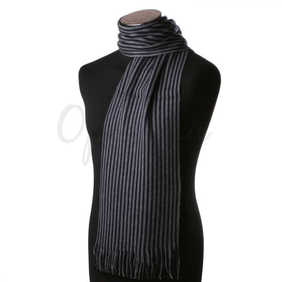 Gris y negro bufanda de lana de rayas
