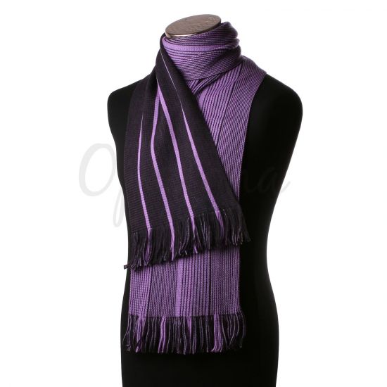 Púrpura y gris oscuro pañuelo de rayas reversibles