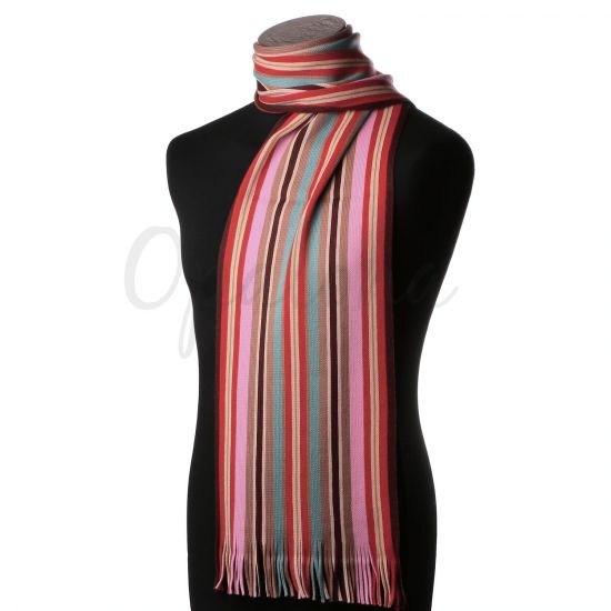 Naranja, rosa y pañuelo de rayas marrones