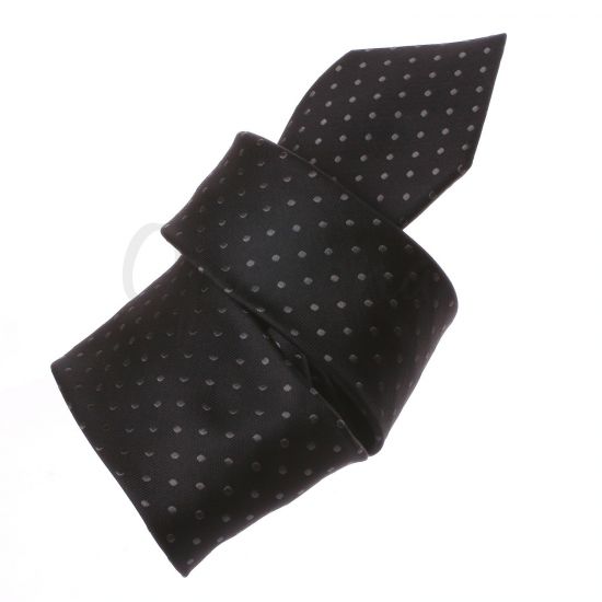 Cravate noire à pois gris
