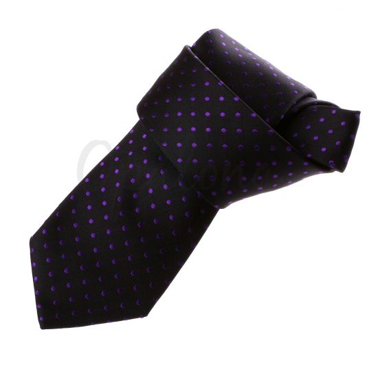 Black tie with purple dots